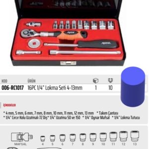 16PC 1/4” LOKMA SETİ UZATMALI CIRCIR