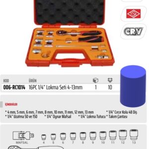 16PC 1/4” LOKMA SETİ 4 - 13 mm