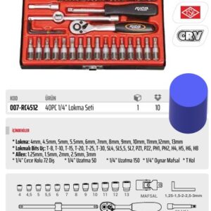 40 PARÇA 1/4” LOKMA SETİ